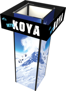 MODIFY Four Sided Stand with Top Header - 60"W x 120"H - Product Display with Graphics