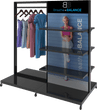 Load image into Gallery viewer, MODIFY Double Sided Display Stand with Shelving and Hanging Apparel - 74&quot;W x 72&quot;H- Product Display with Graphics