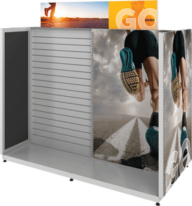 MODIFY Gondola with Double Sided Slatwall panel - 76.5"W x 72"H - Product Display with Graphics