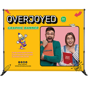 10 Ft X 7.5 Ft - Overjoyed Graphic Banner - Convention Backwall with Pole Pockets
