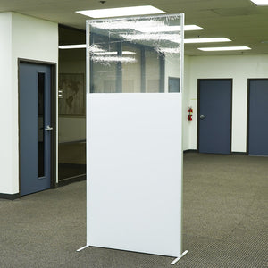 3.3' W X 7.5' H C-WALL Sneeze Guard Divider - Clear/Printed Separation Partition