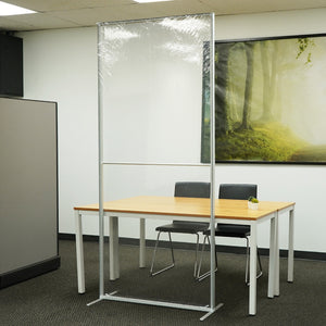 3.3' W X 7.5' H C-WALL Sneeze Guard Divider - Clear/Printed Separation Partition