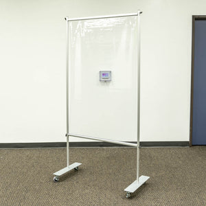 Clear Room Partition - 3 Ft W x 6 Ft H - Floor Standing Vinyl Sneeze Guard With Caster Wheels