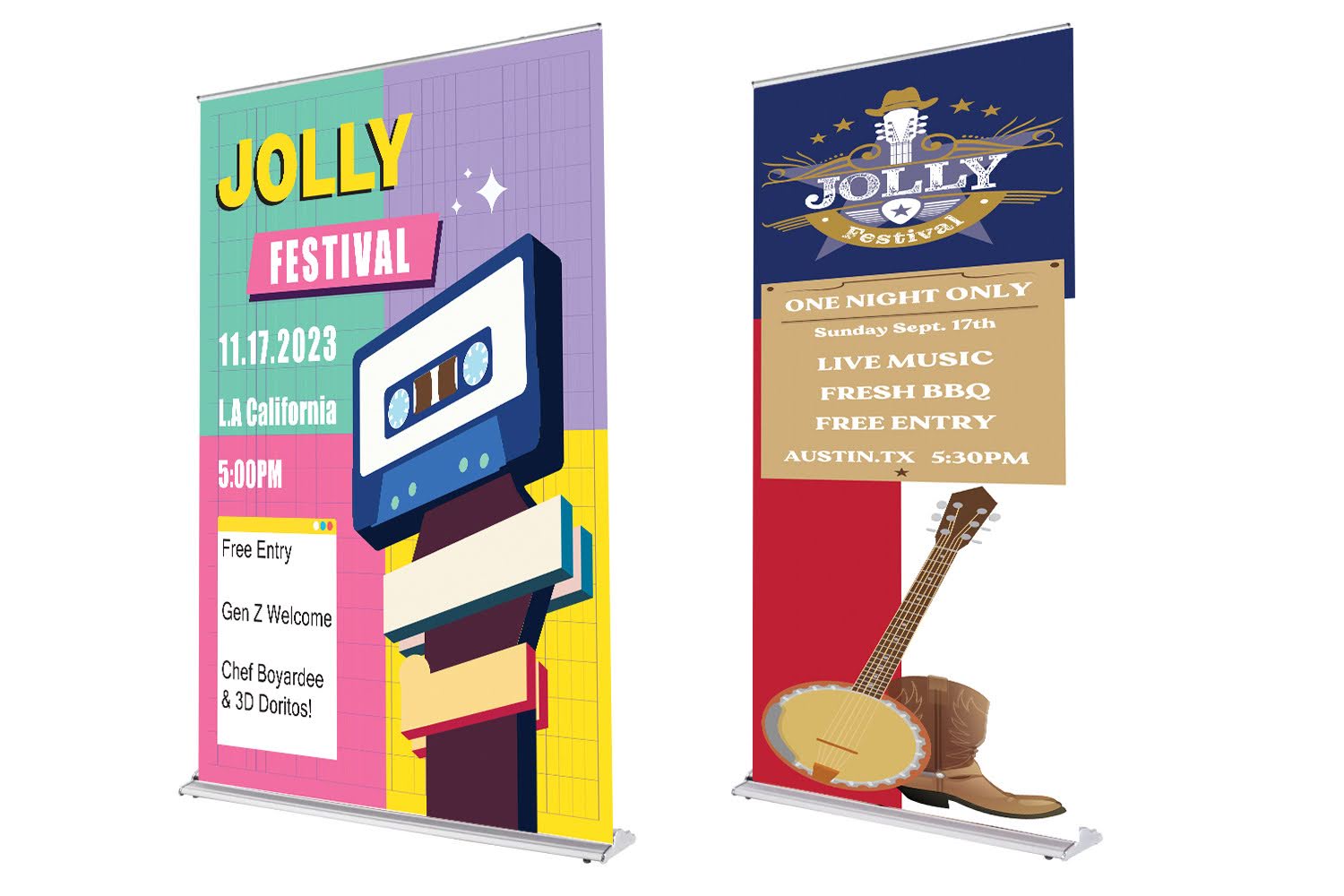 Retractable banners sizes.