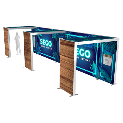 BACKLIT - 30ft x 7.4ft SEGO Modular Double-Sided Lightbox Display Configuration C30