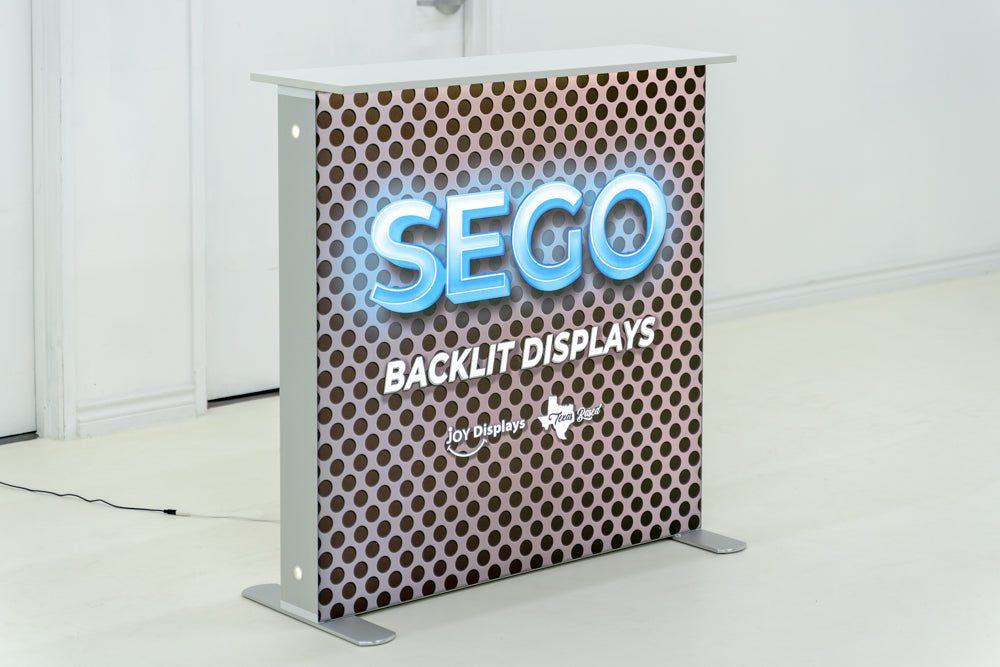 BACKLIT - 3.3 x 3.3ft. SEGO Modular Double-Sided Lightbox Counter