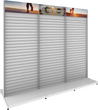 Load image into Gallery viewer, MODIFY Three Double Sided Slatwall Stand - 110&quot;W x 96&quot;H- Product Display with Graphics