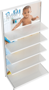 MODIFY Display Stand With Shelving - 37.5"W x 72"H - Product Display With Graphics