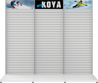 MODIFY Three Slatwall Stands - 110"W x 96"H - Product Display with Graphics