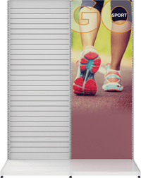 MODIFY Slatwall Stand with Graphics Panel - 74"W x 96"H - Product Display with Graphics