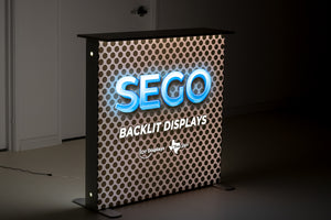 BACKLIT - 3.3 x 3.3ft. SEGO Modular Double-Sided Lightbox Counter