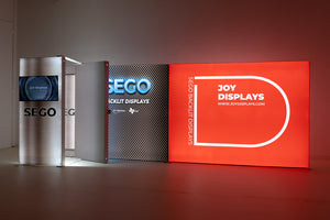BACKLIT Displays - 20ft SEGO Trade Show Booth with Storage Room - Configuration J2