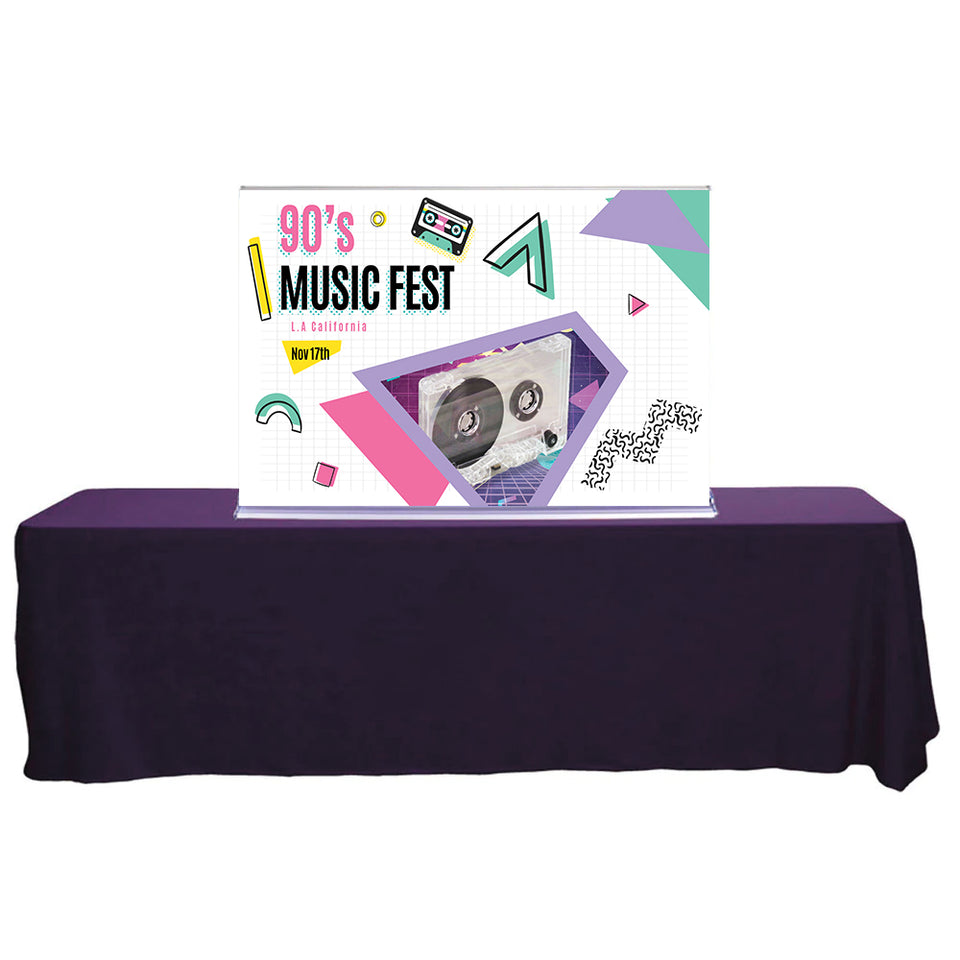 60 In. SilverStep Tabletop Retractable Banner Stand Super Flat Vinyl Graphic Package