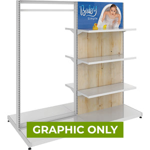 GRAPHIC ONLY - MODIFY Double Sided Display Stand with Shelving and Hanging Apparel - 74"W x 72"H- Replacement Graphic