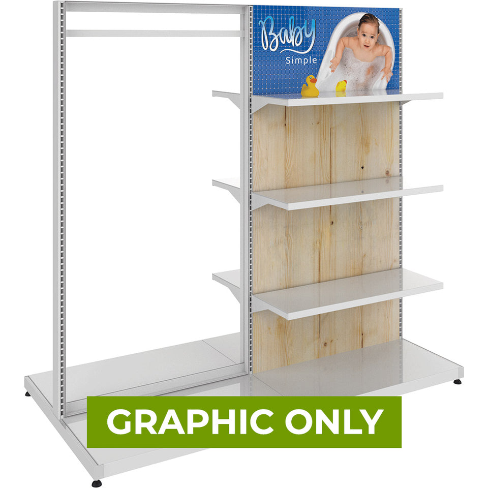 GRAPHIC ONLY - MODIFY Double Sided Display Stand with Shelving and Hanging Apparel - 74