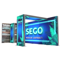 20ft x 7.4ft SEGO Backlit Trade Show Booth - Storage & Bridge - F