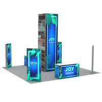 20x20 SEGO Backlit Trade Show Booth - Tower and Counter - Q2