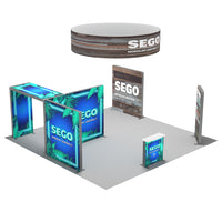 20x20 SEGO Backlit Trade Show Booth - Hanging Banner & TV Mount - Q4