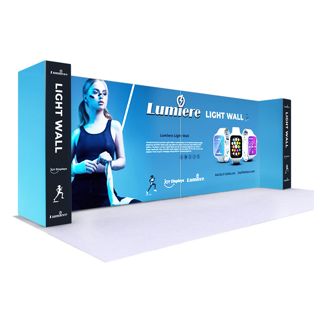BACKLIT - 20 Ft Lumière Light Wall®7.5 Ft Tall Configuration H - (Trade Show Exhibit Booth)