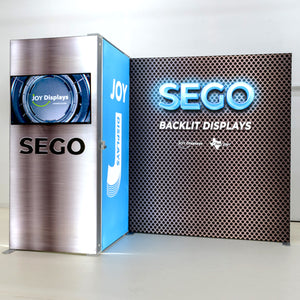 BACKLIT Display - 10ft x 7.4ft SEGO Trade Show Booth with Lockable Storage Room - Configuration J10