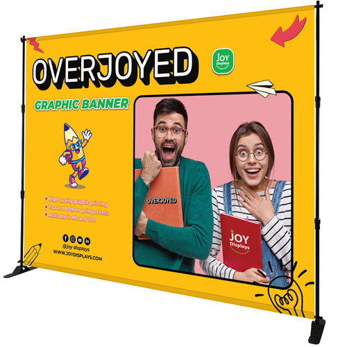 10 Ft X 7.5 Ft - Overjoyed Graphic Banner - Convention Backwall with Pole Pockets