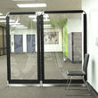 Load image into Gallery viewer, Clear Vinyl Safety Barrier - Floor Standing Aluminum Sneeze Guard Divider
