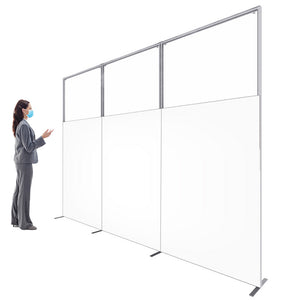 10' W X 7.5' H C-WALL Sneeze Guard Divider - Clear/Printed Separation Partition