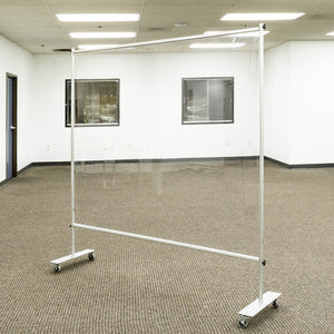 Clear Room Partition - 6 Ft W x 6 Ft H - Floor Standing Vinyl Sneeze Guard With Caster Wheels
