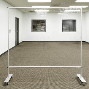 Clear Room Partition - 6 Ft W x 6 Ft H - Floor Standing Vinyl Sneeze Guard With Caster Wheels