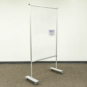 Clear Room Partition - 3 Ft W x 6 Ft H - Floor Standing Vinyl Sneeze Guard With Caster Wheels