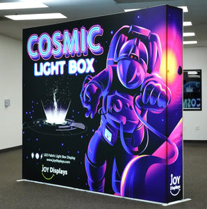 BACKLIT - 8ft. X 89"H Cosmic SEG Fabric Pop Up Lightbox Display - Double-Sided