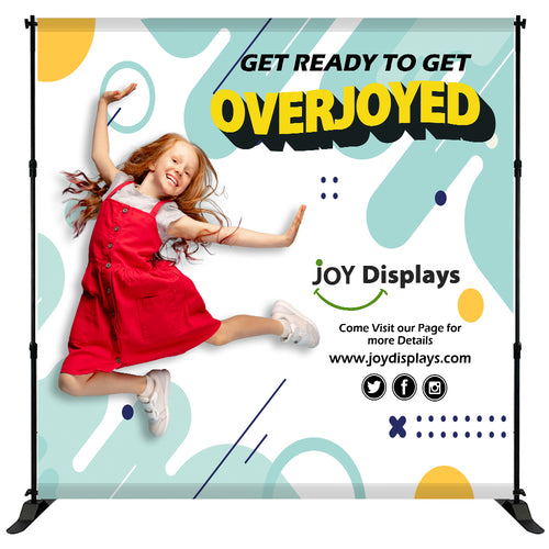 8 Ft X 7.5 Ft - Overjoyed Graphic Banner - Convention Backwall with Pole Pockets