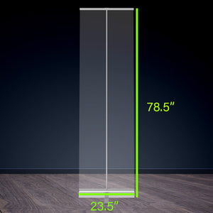 Floor Standing Sneeze Guard  - 23.5" W X 78.5" H - Freestanding Roll Up Clear Shield