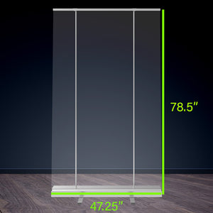 Floor Standing Sneeze Guard - 47.25" W X 78.5" H - Freestanding Roll Up Clear Shield